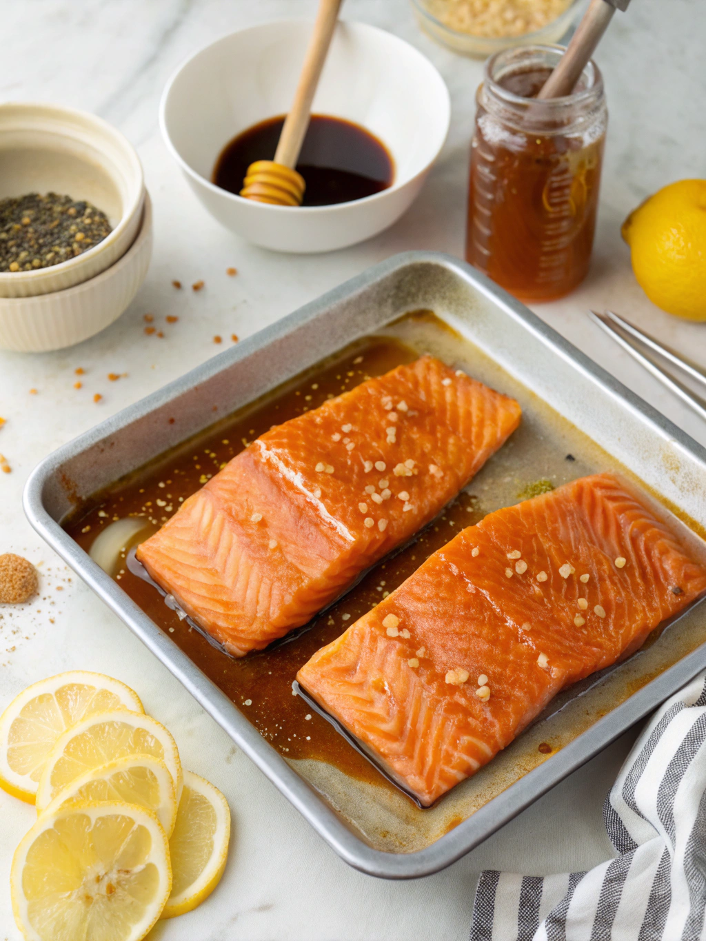 honey glazed salmon preparing steps
