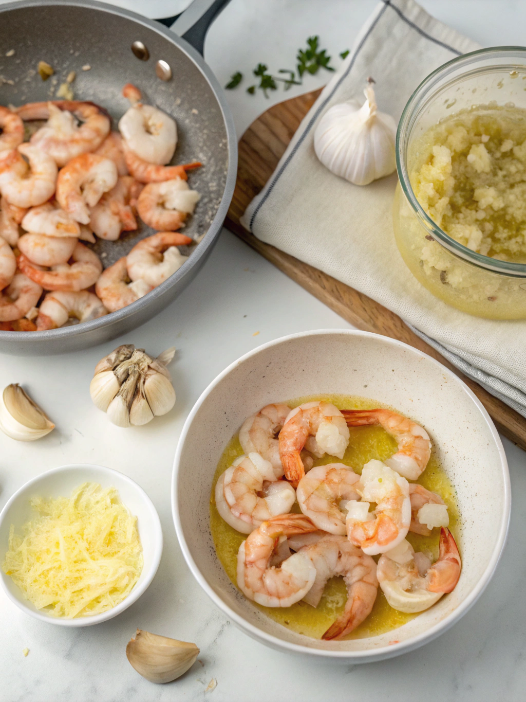 garlic butter shrimp preparing steps