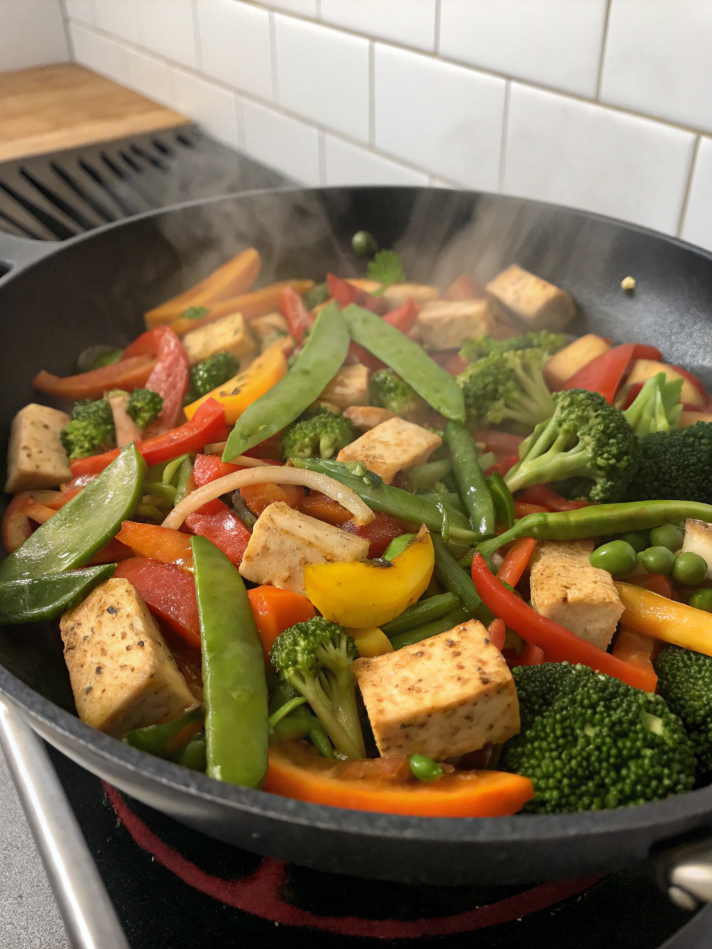 vegetarian stir-fry with tofu ingredients