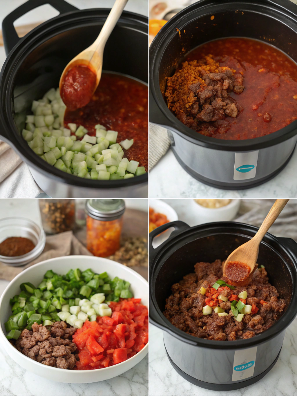 crockpot chili preparing steps