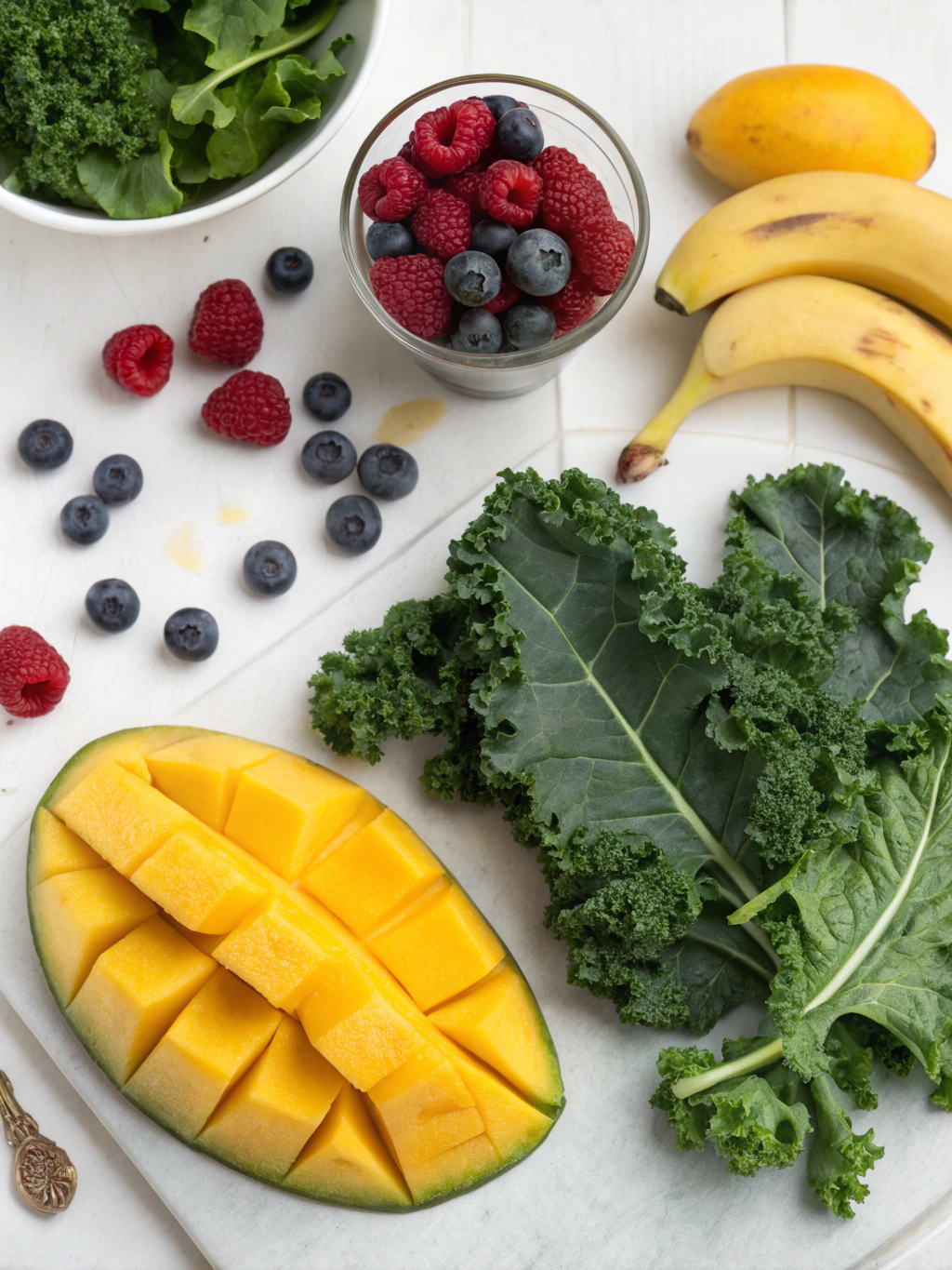mango and kale smoothie ingredients