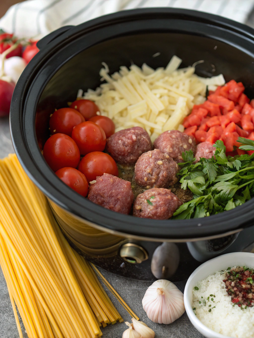 crockpot spaghetti and meatballs ingredients